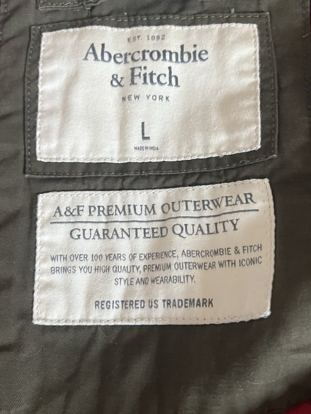 Abercrombie and Fitch SZ L Military Parka Jacket Lined Insulated Green Y2K WARM - Picture 7 of 12
